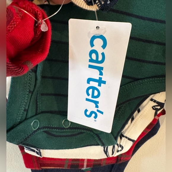 Carters Baby Navy Reindeer 4 Pack Onesies NWT Various Sizes - Picture 2 of 6